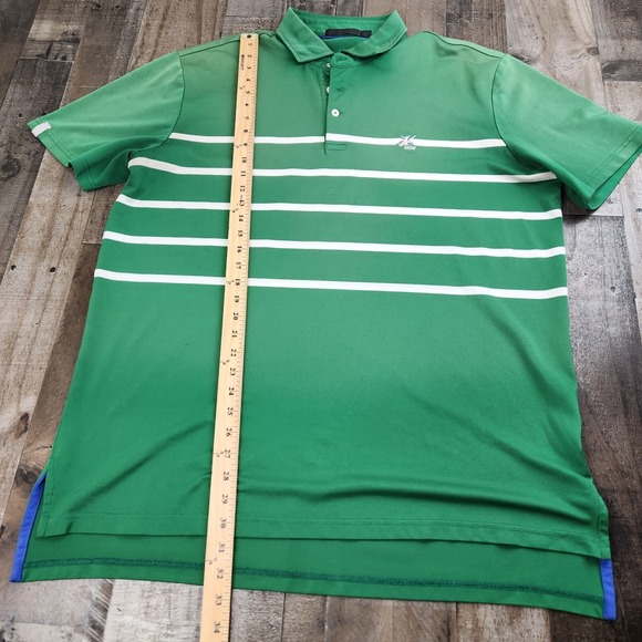 Mens RLX Ralph Lauren size XL Green Striped Golf Polo Shirt - Picture 5 of 8